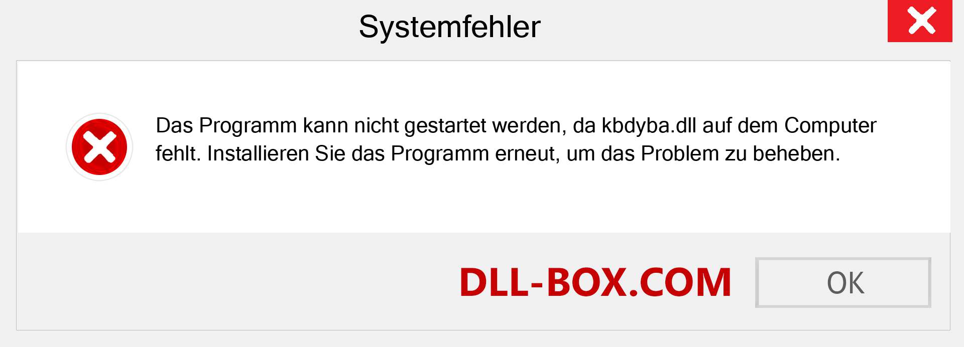 kbdyba.dll-Datei fehlt?. Download für Windows 7, 8, 10 - Fix kbdyba dll Missing Error unter Windows, Fotos, Bildern